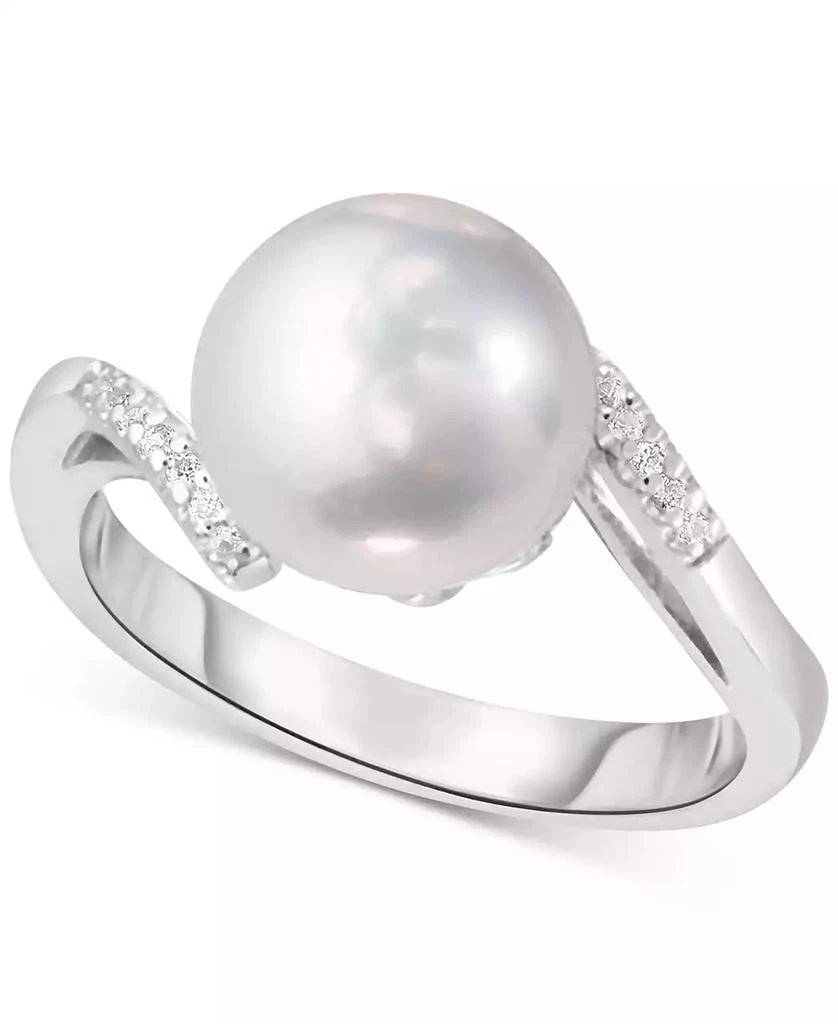 Macy
s Cultured Freshwater Pearl (10 mm) 
Lab-Created White Sapphire (1/3 ct. t.w.) Ring in Sterling Silver