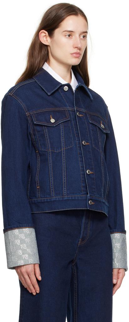 Alexander Wang Indigo Crystal Cuff Denim Jacket