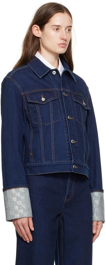 Alexander Wang Indigo Crystal Cuff Denim Jacket 2