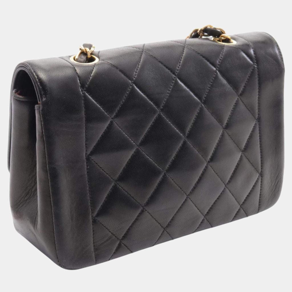 Chanel Chanel Matelasse Diana Flap Shoulder Bag Lambskin Black