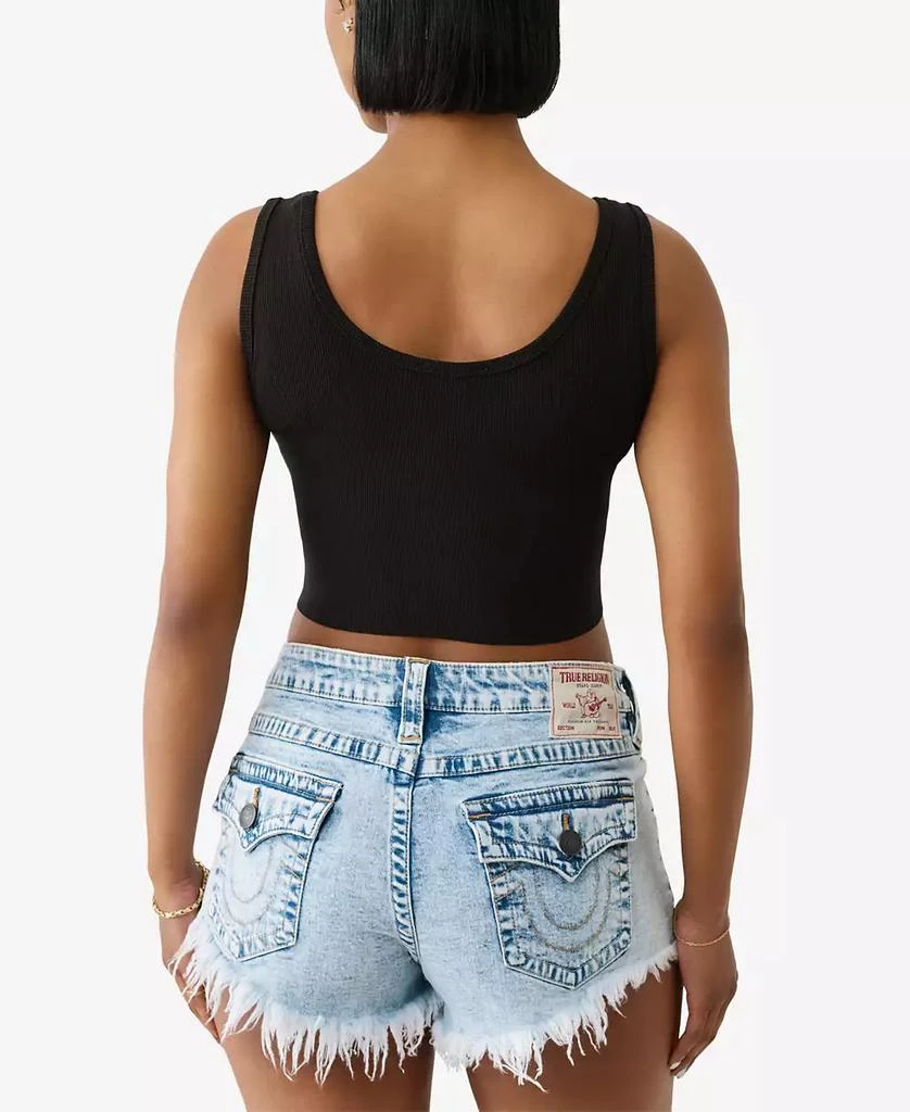 True Religion Women's Crystal Rib Crop Tank Top 2