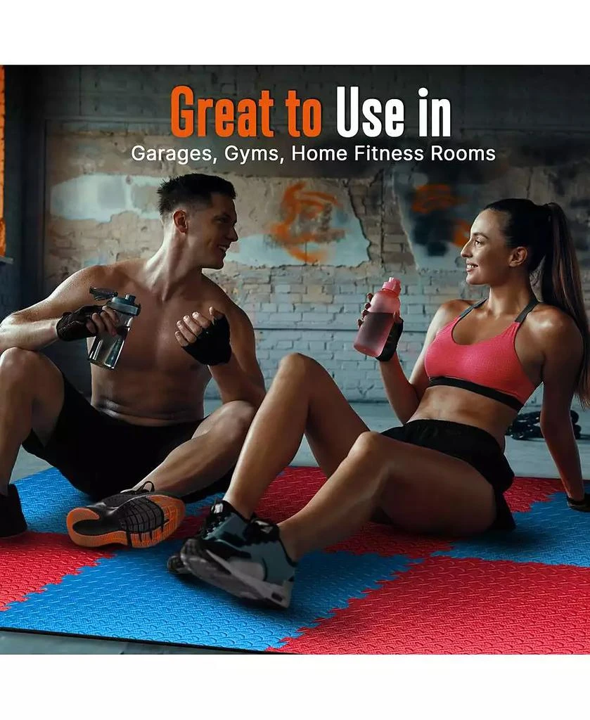 SQUATZ 50-Piece Puzzle Exercise Mat, EVA Foam Tiles, Red/Blue 5