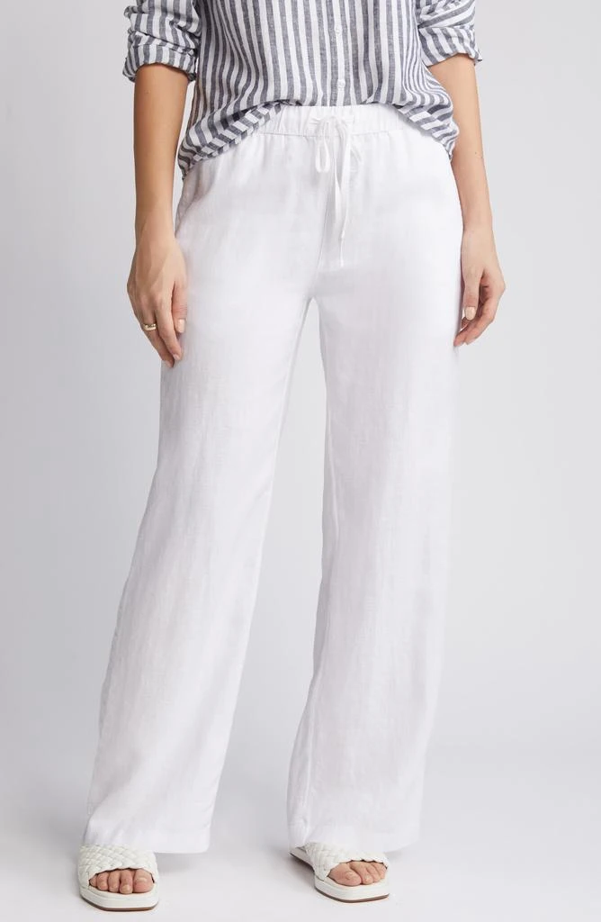 Caslon Drawstring Straight Leg Linen Pants 9