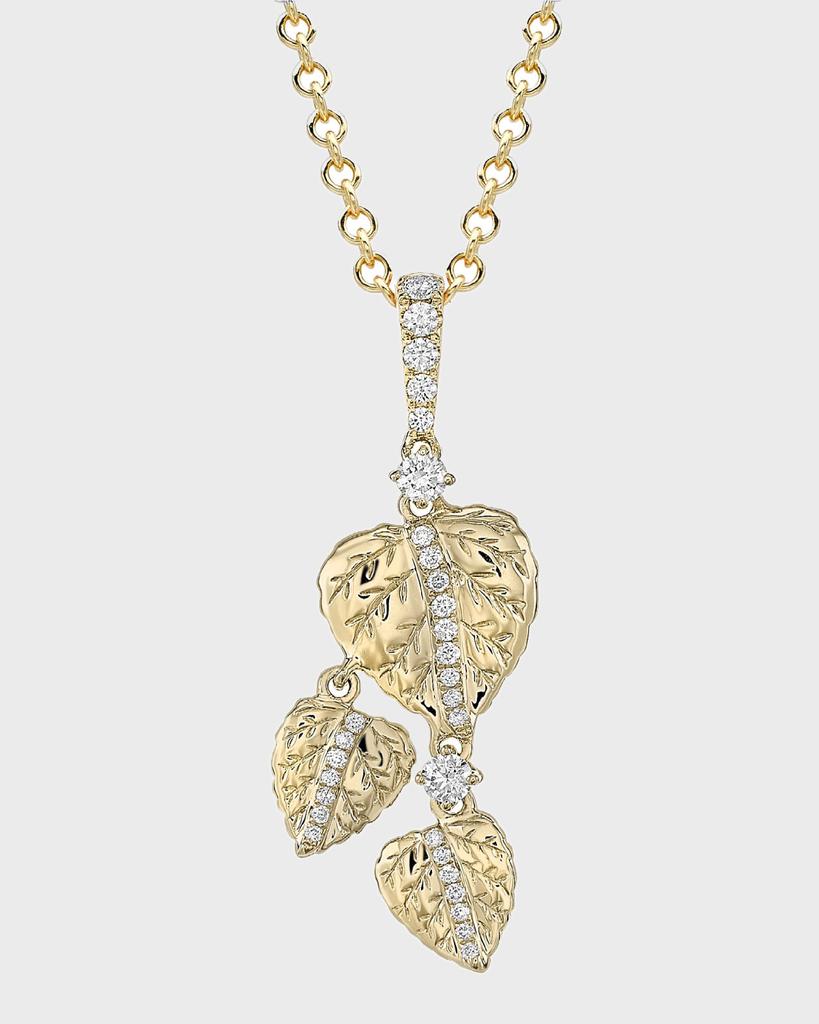 Kiki McDonough Lauren 18k Gold Three-Leaf Diamond Pendant Necklace