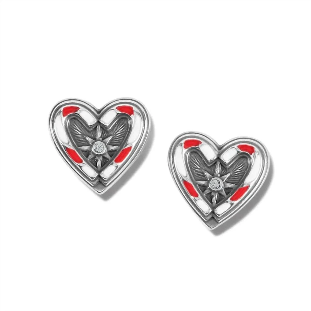 Brighton Women's Candy Cane Sweetheart Post Earrings In Silver-Multi 1