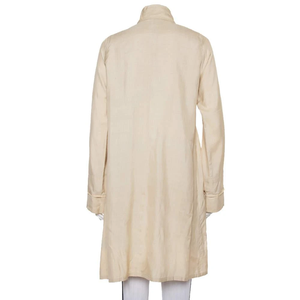 Ralph Lauren Ralph Lauren Beige Silk Button Front Lightweight Coat S 3