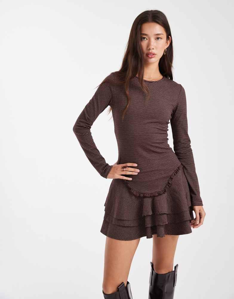 Daisy Street Daisy Street drop waist knitted mini dress in brown