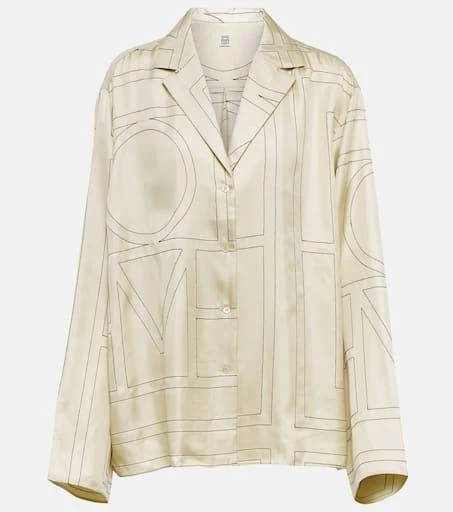 Totême Logo-embroidered silk shirt 1