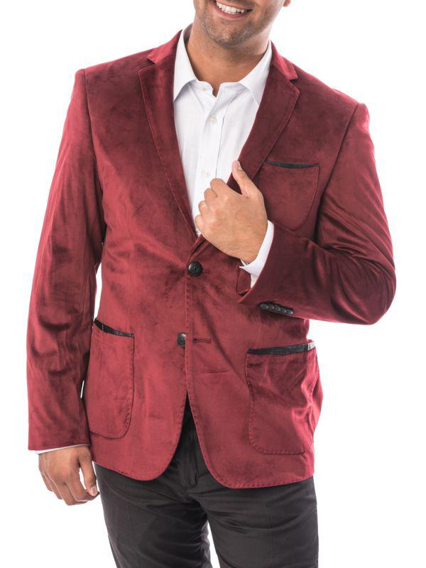 Elie Balleh Slim Modern Fit Velvet Sport Coat