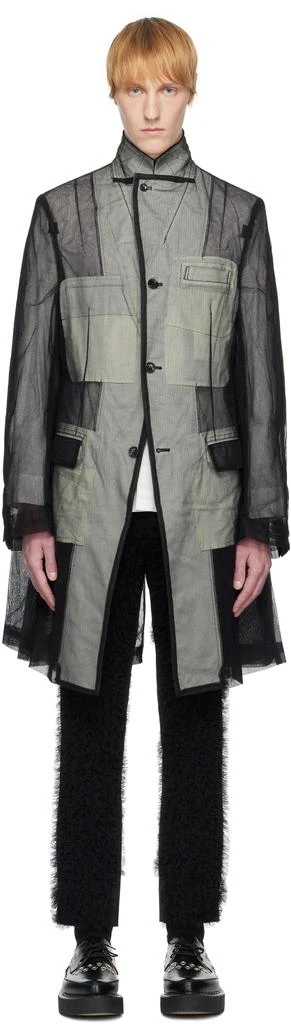 Comme des Garcons Black Nylon Tulle Long Blazer 1