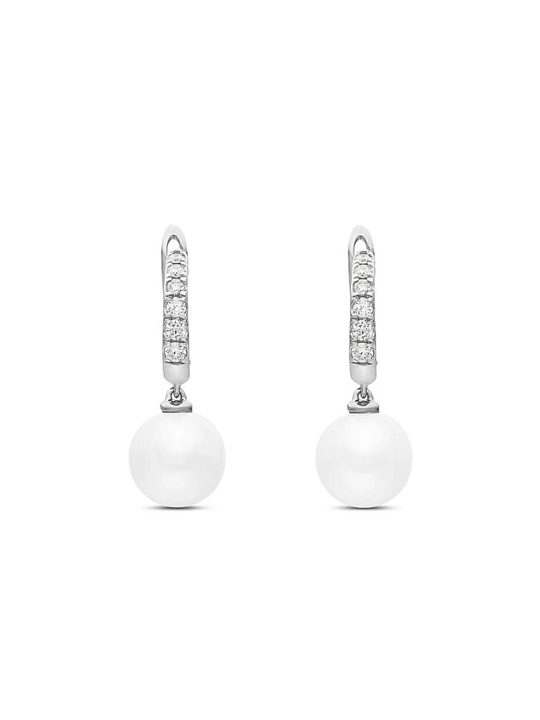 David Yurman Pearl and Pavé Drop Earrings in Sterling Silver with Pearls and Diamonds, 15.6mm