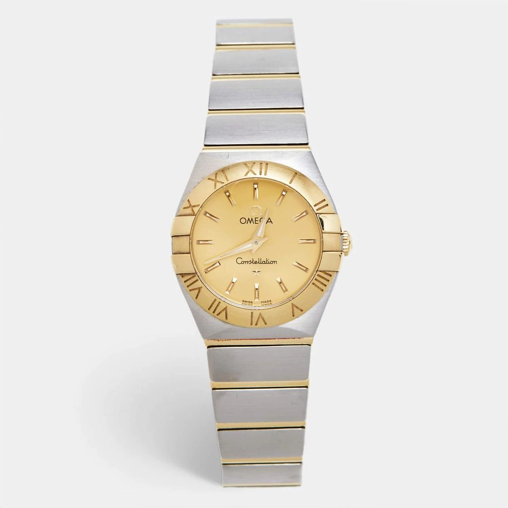 Omega Omega Champagne 18K Yellow Gold Stainless Steel Constellation 123.20.24.60.08.001 Women's Wristwatch 24 mm 1