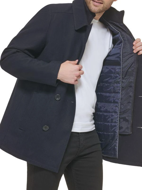 Kenneth Cole Double Breasted Bib Peacoat 4