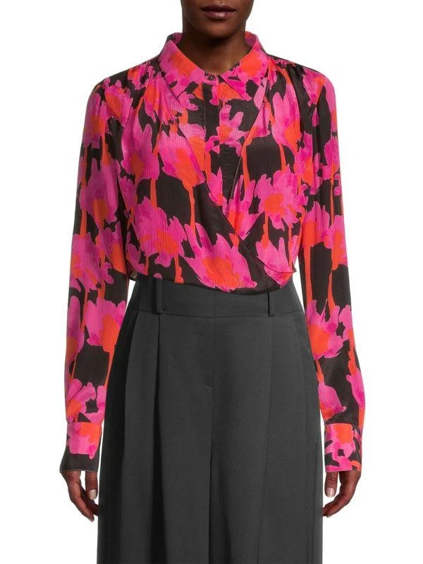 Jason Wu Cropped Floral Wrap Shirt 1