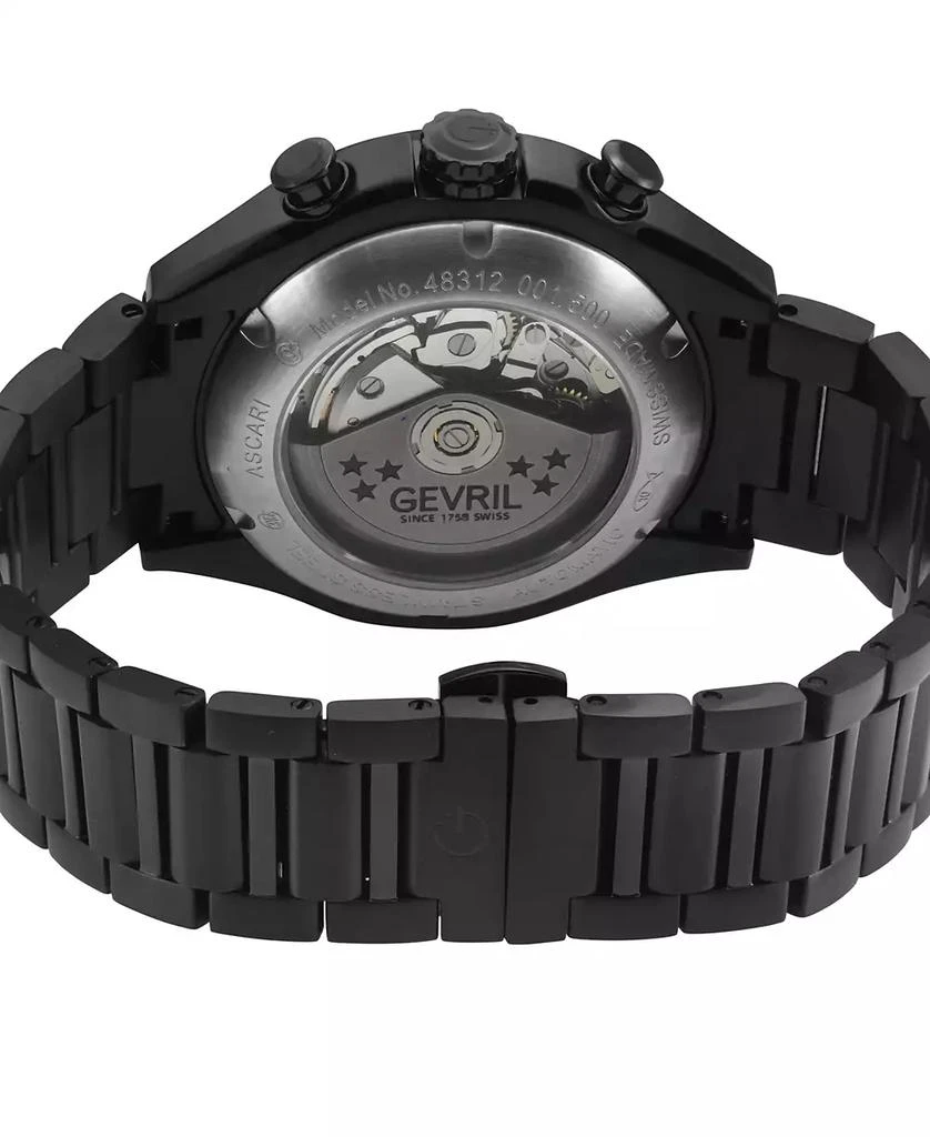 Gevril Men's Ascari Swiss Automatic Ion Plating Black Stainless Steel Bracelet Watch 3