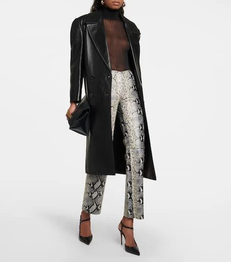Victoria Beckham Snake-print straight leather pants 2