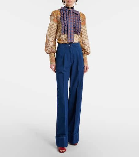 Valentino High-rise pleated wide-leg jeans 7