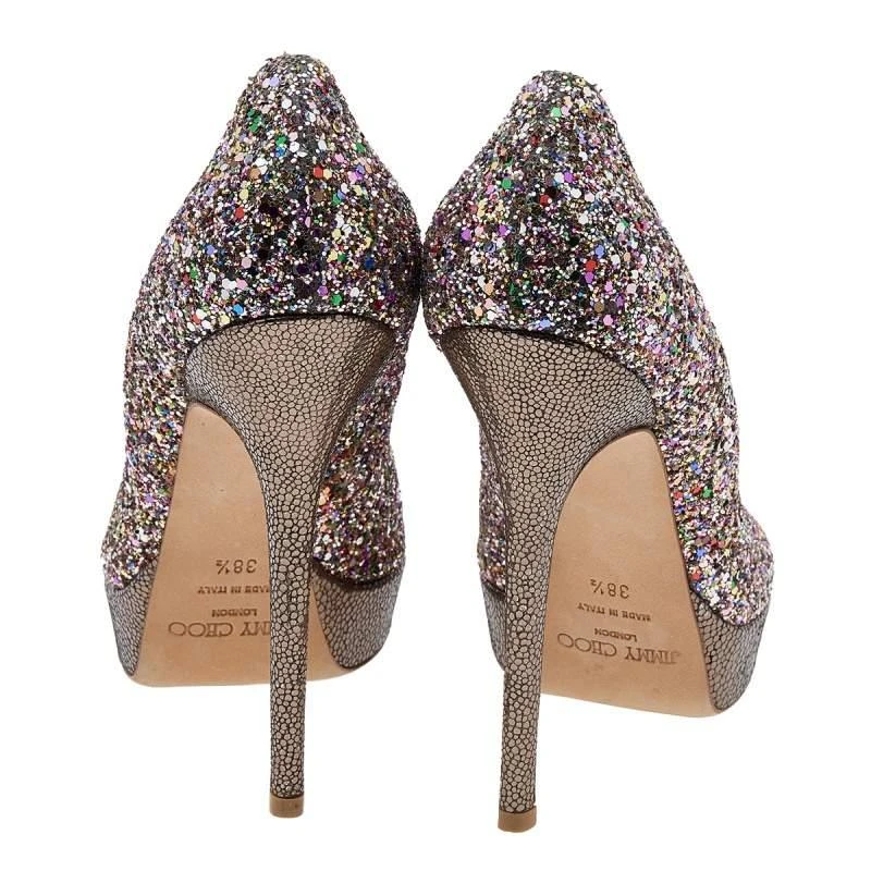 Jimmy Choo Jimmy Choo Multicolor Glitter Vibe Peep Toe Platform Pumps Size 38.5 5