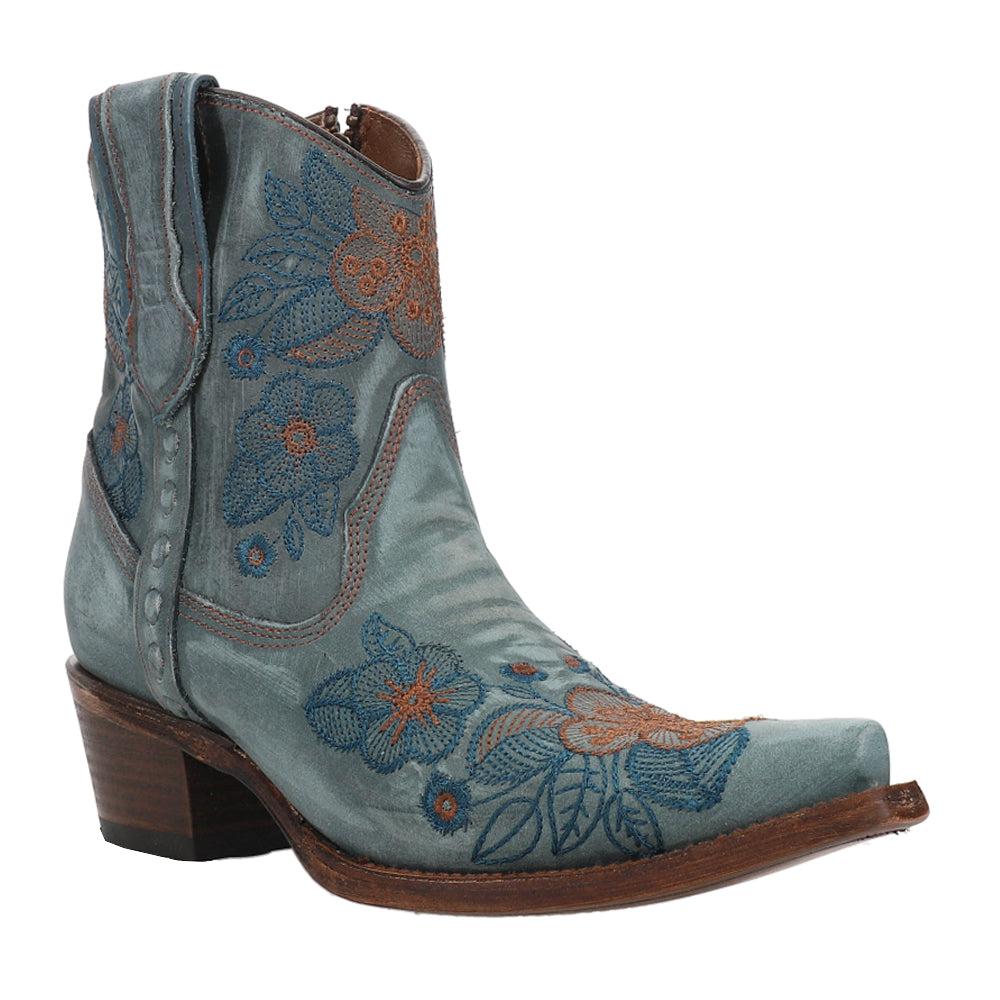 Corral Boots LD Floral Embroidered Snip Toe Zippered Cowboy Booties