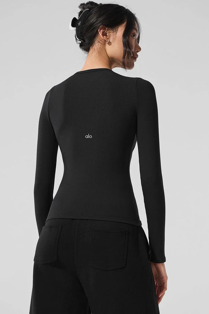 Alo Ribbed Modal Long Sleeve - Black 3