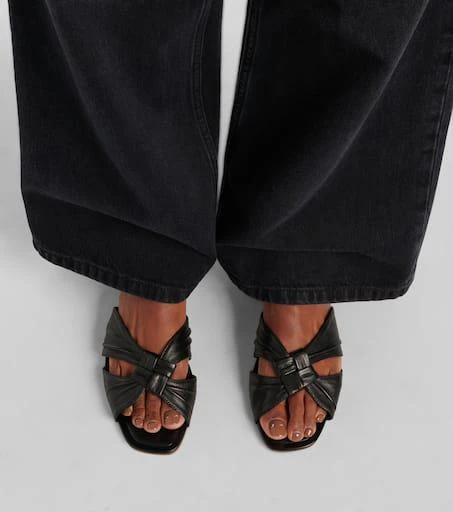 The Row Soft Knot leather slides 4