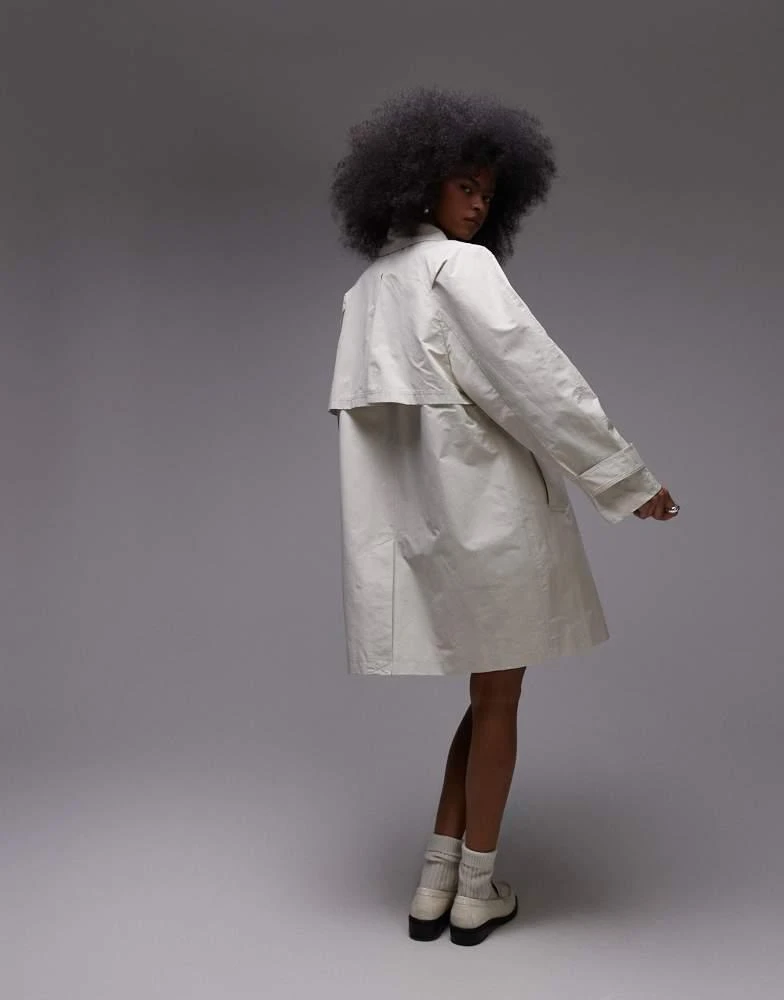 Topshop Topshop mid length trench coat in ecru 3