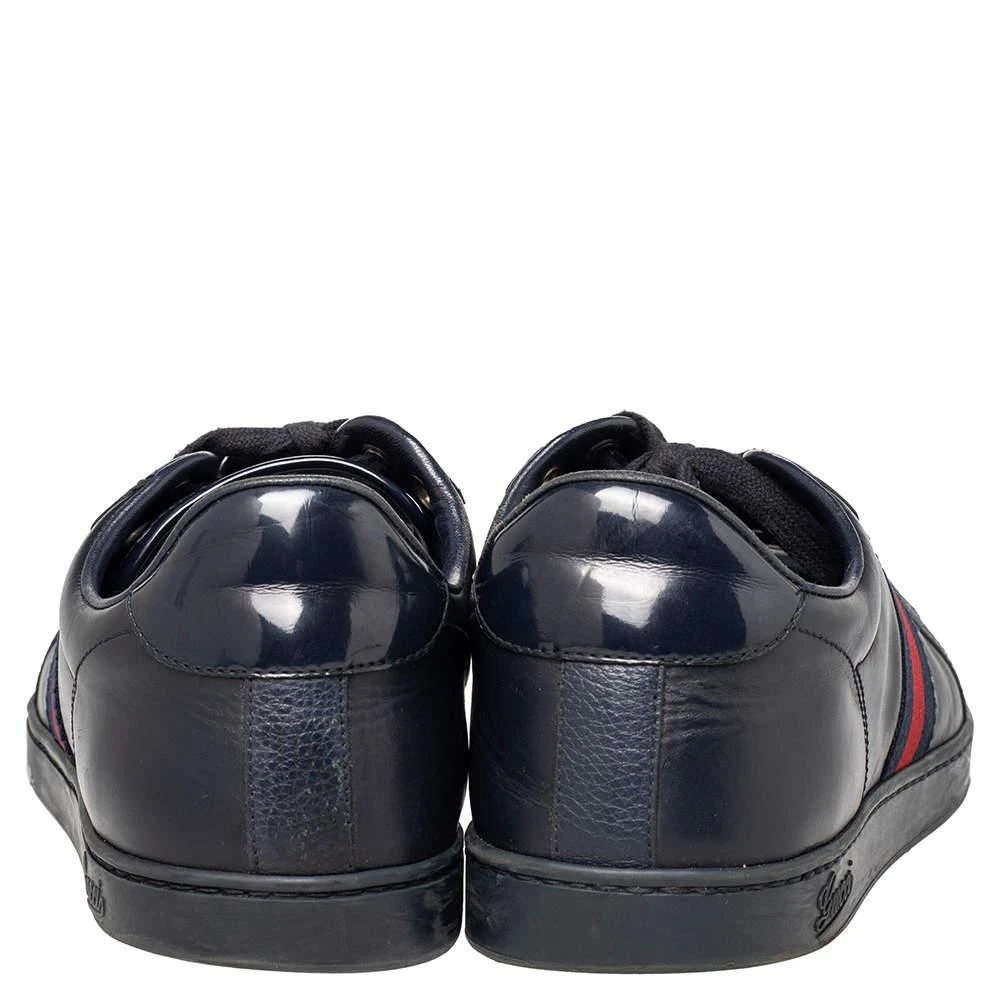 Gucci Gucci Navy Blue Leather And Canvas Web Low Top Sneakers Size 44 5
