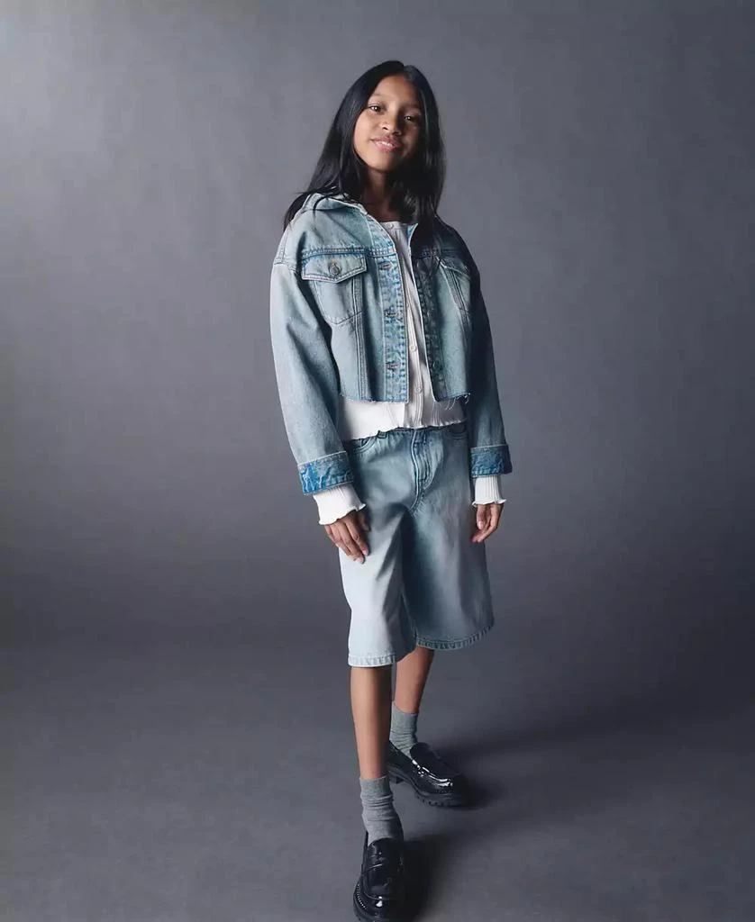 Calvin Klein Big Girls Denim Hooded Jean Jacket