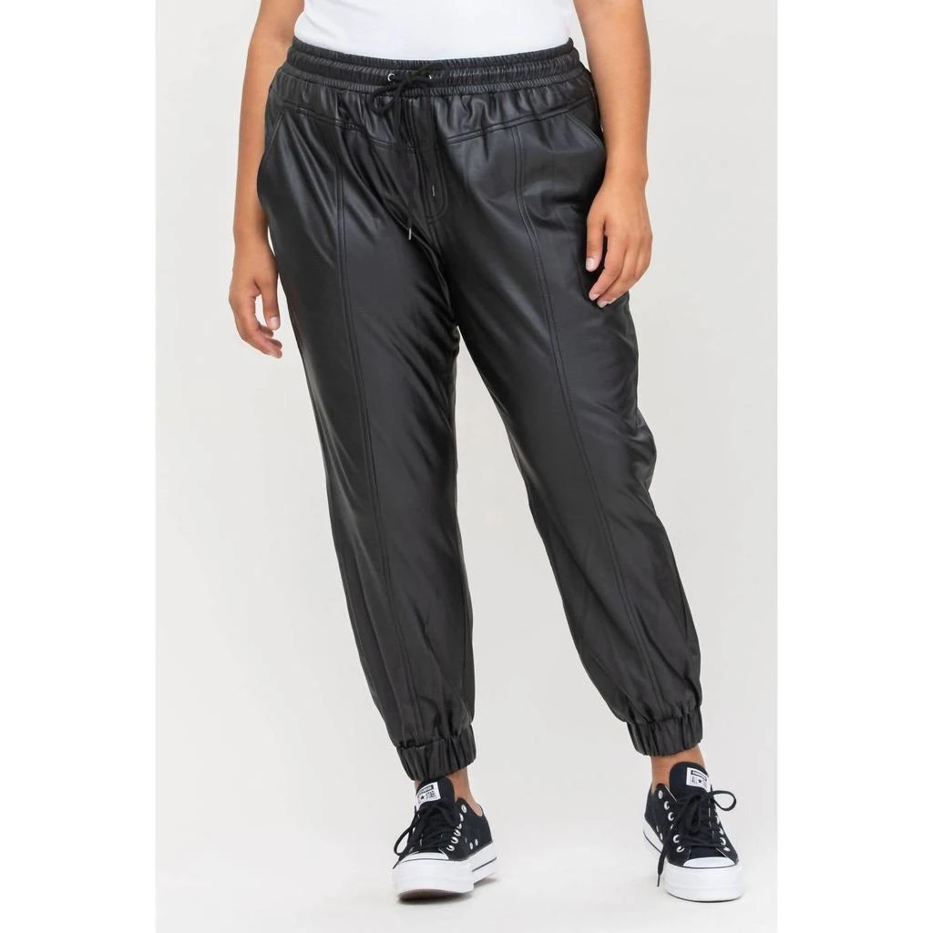 CELLO Faux Leather Joggers (Plus) In Black 1