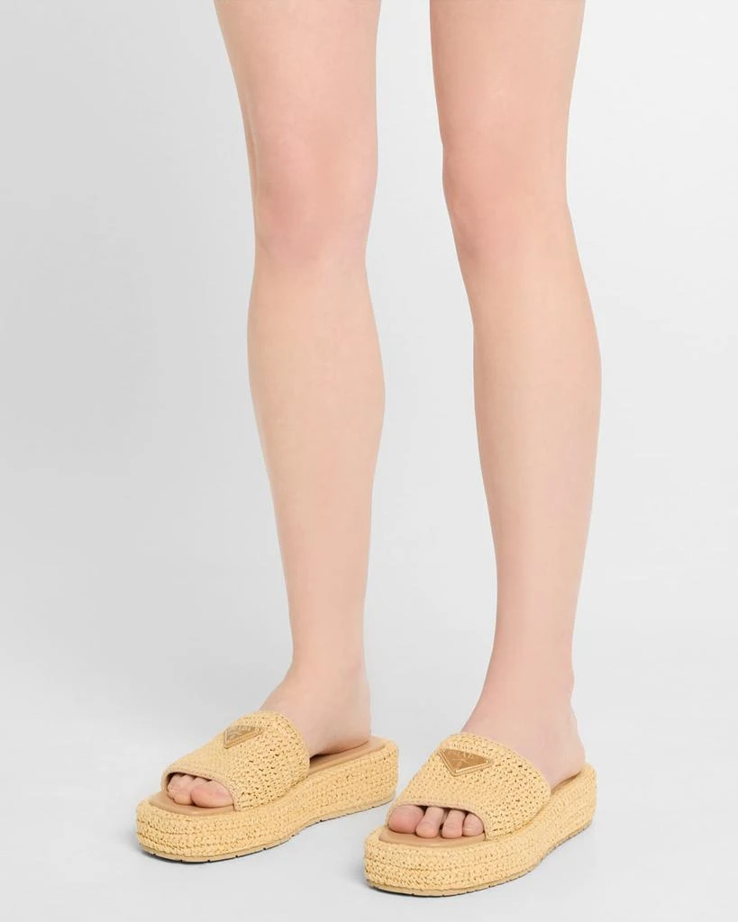 Prada Raffia Single-Band Platform Slides 2