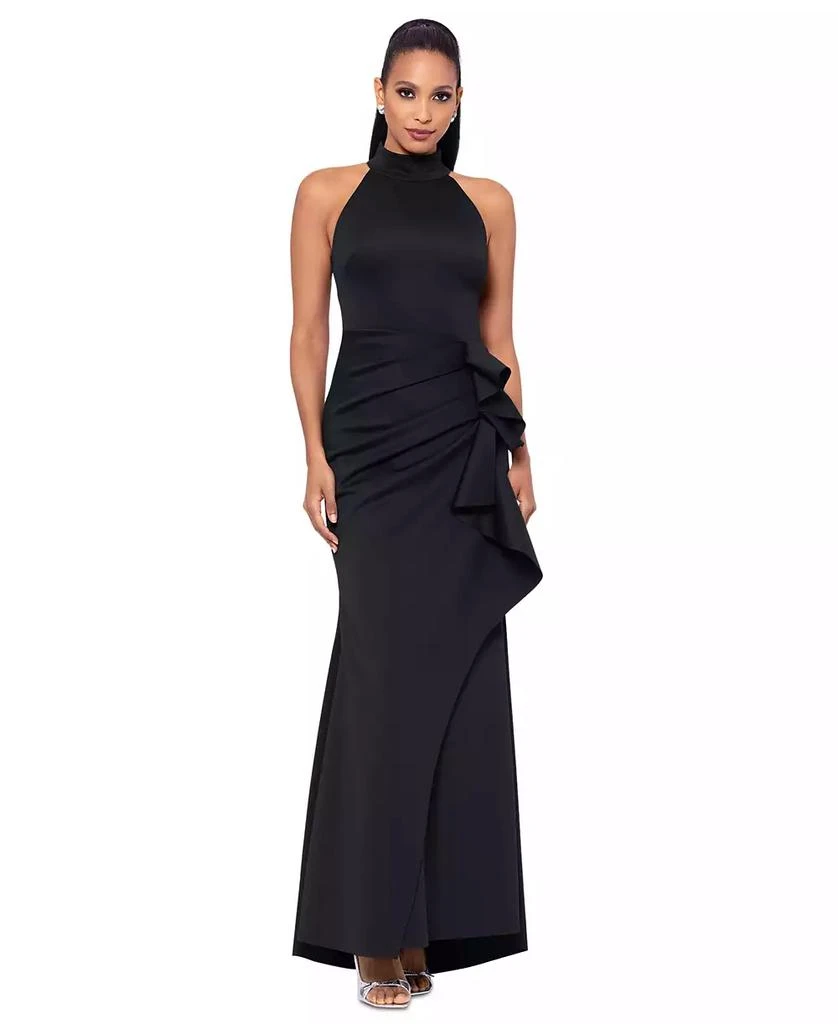 embellished plunge halter neck midaxi dress Halter neck embroidered dress with cut-outs Off-White / US 2 main image 1