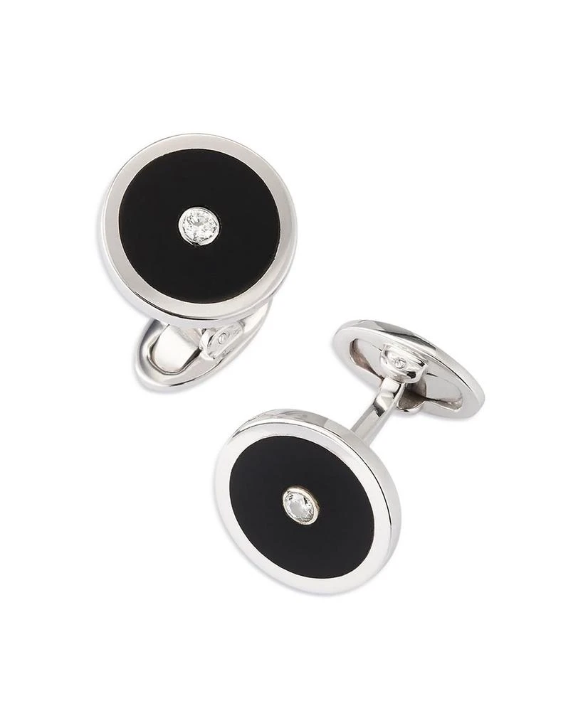 Jan Leslie Diamond and Onyx Round Cufflinks 2