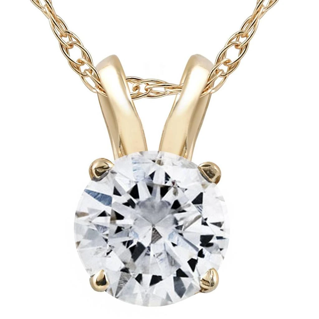 Pompeii3 1 1/4Ct Lab Grown Solitaire Diamond Pendant Yellow Gold Necklace