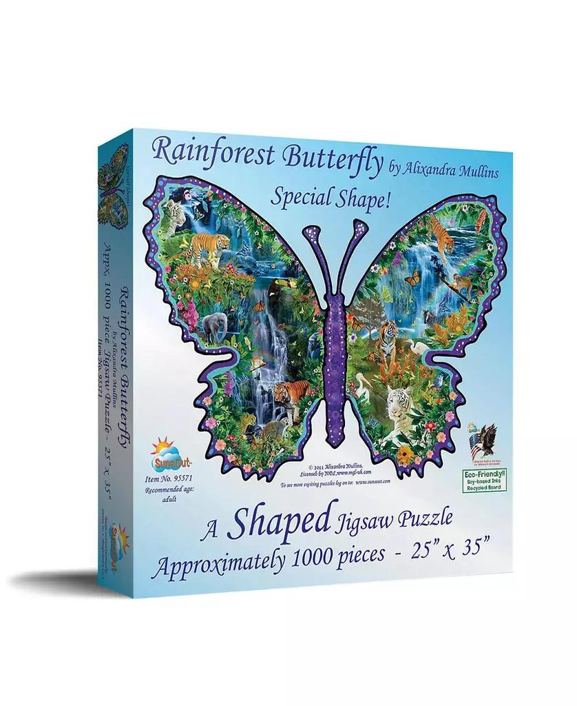 SunsOut Rainforest Butterfly 1000 piece Jigsaw Puzzle for Adults Special Shape