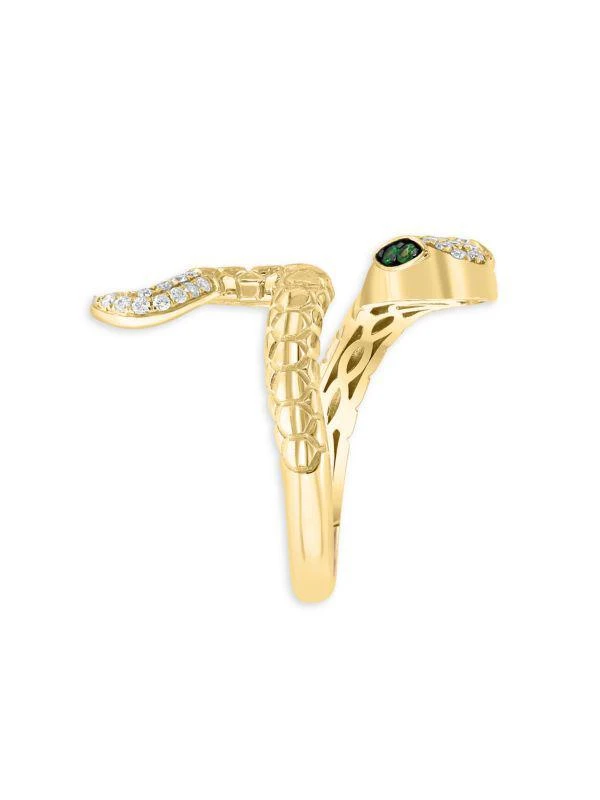 Effy 14K Yellow Gold, Tsavorite & 0.22 TCW Diamond Snake Ring 3