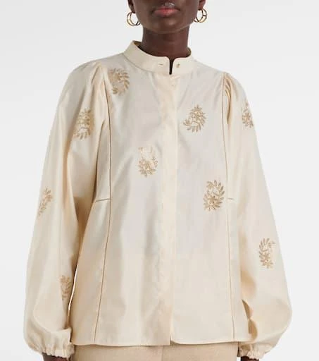 Max Mara Caladio embellished cotton satin blouse 4