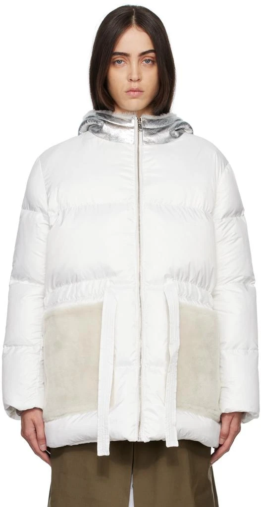 Yves Salomon White Quilted Down Jacket 1