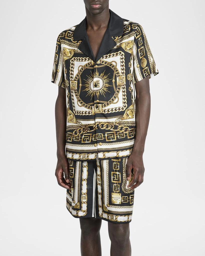 Balmain Men
s Foulard Chaines Short-Sleeve Pajama Shirt 4