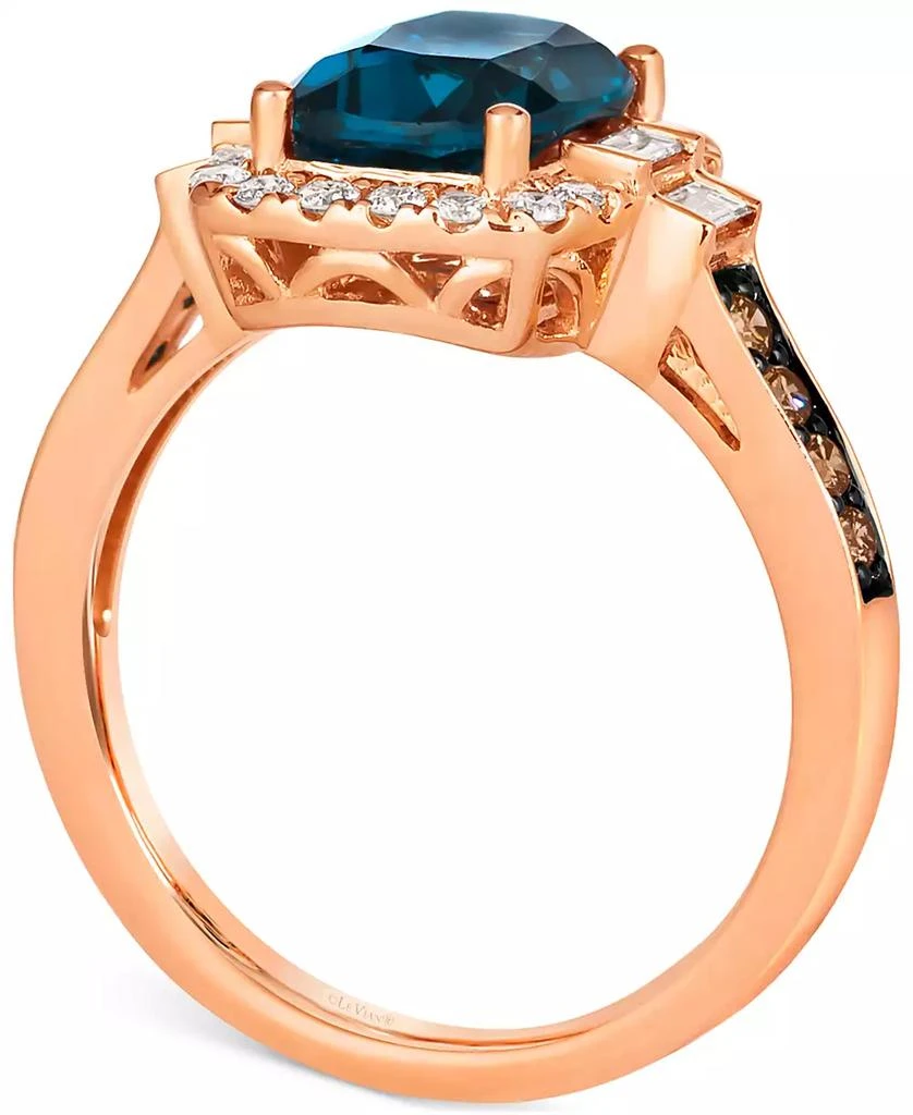 Le Vian Chocolatier® Deep Sea Blue Topaz (2-1/4 ct. t.w.) & Diamond (1/2 ct. t.w.) Halo Ring in 14k Rose Gold 3