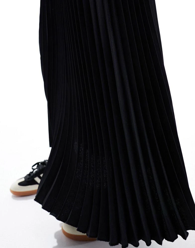 Y.A.S. YAS satin pleated midi skirt in black  - BLACK 5