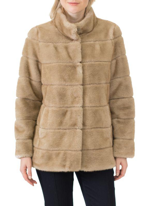 BELLE FARE Channeled Faux Fur Coat