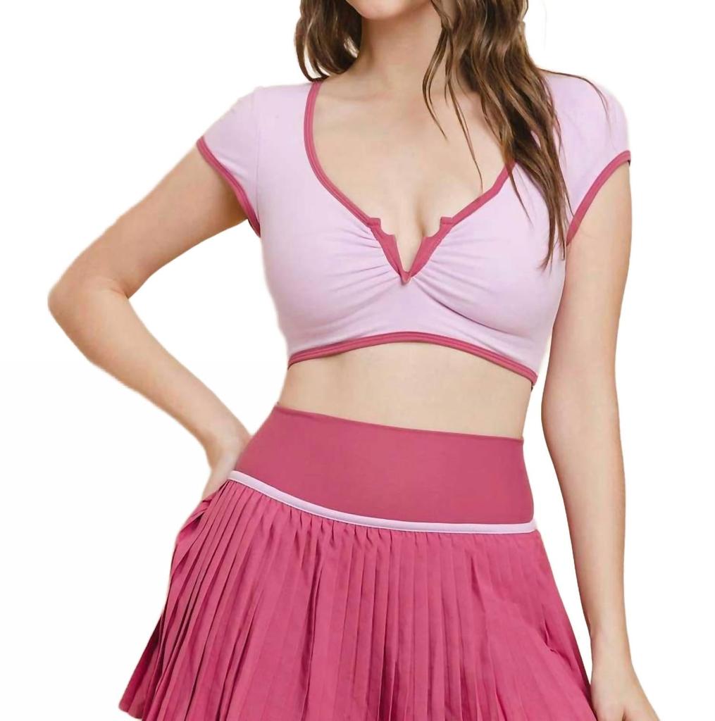 TCEC Women's Emmy Cropped Sports Bra Top In Pink