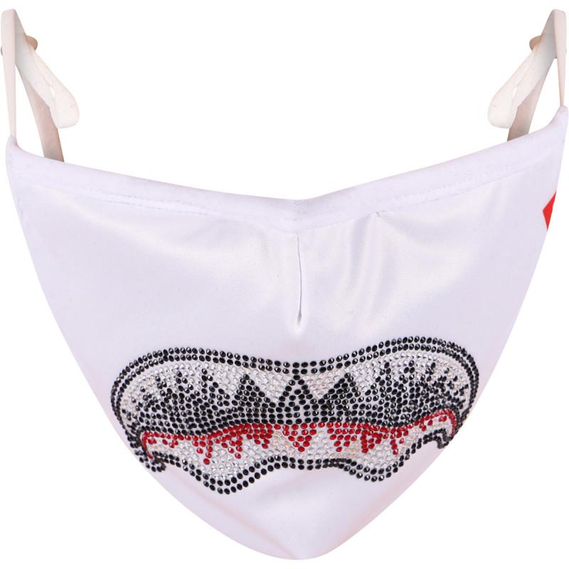 SprayGround Rhinestones shark teeth logo face masks set in black and white
