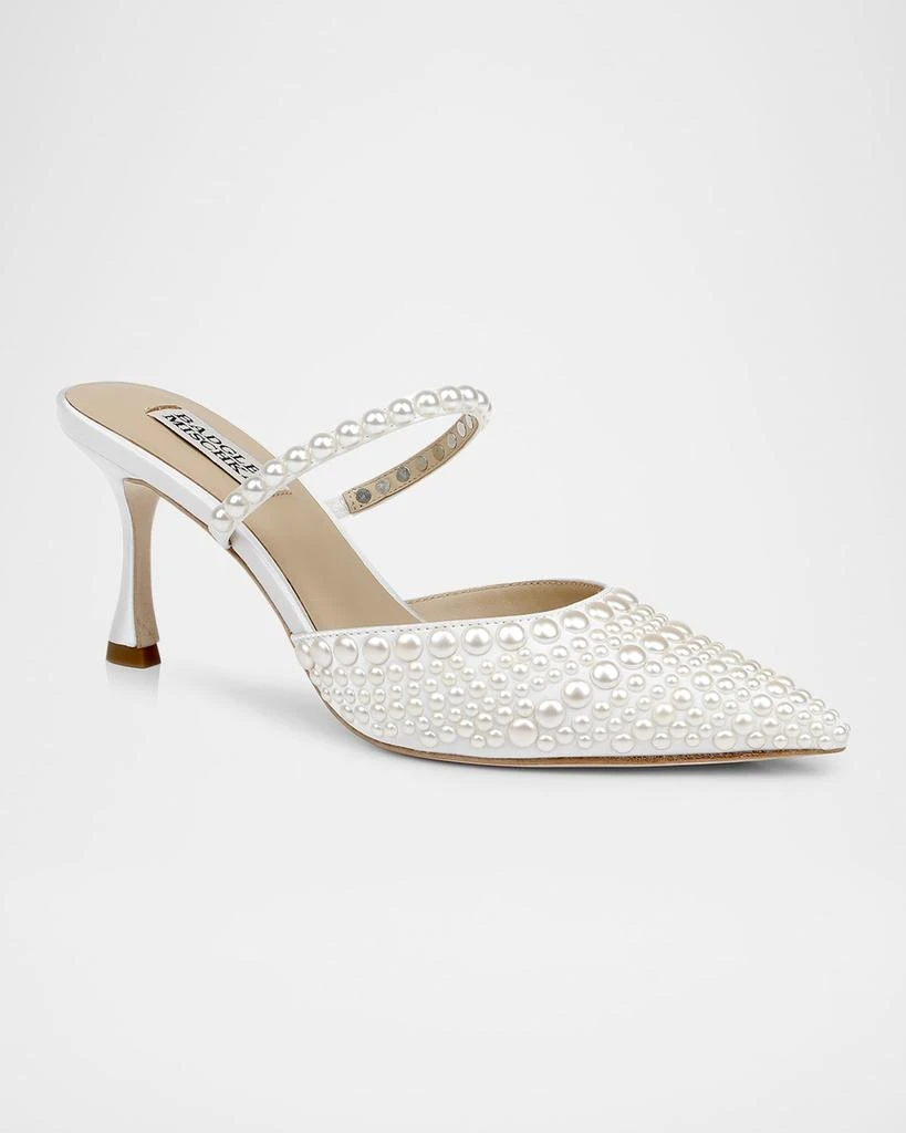 Badgley Mischka Duchess Pointed Pearly Mule Pumps 2