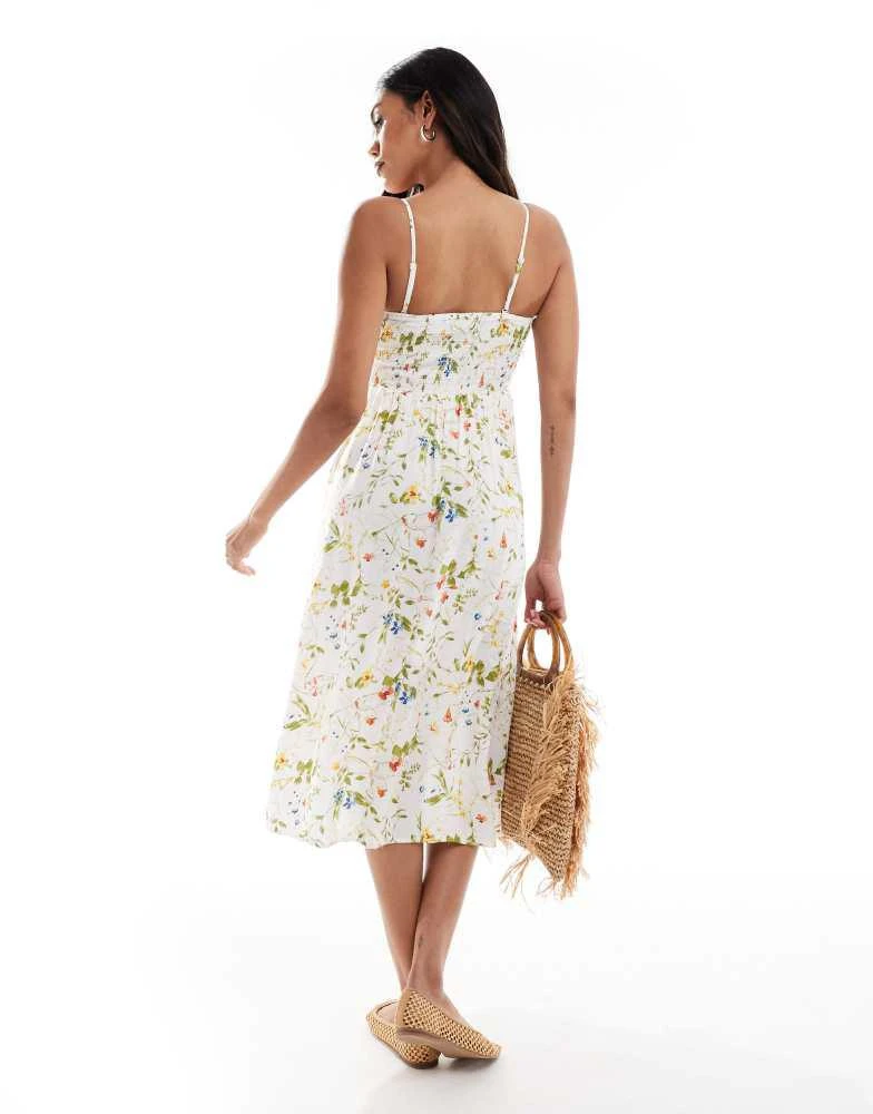 Vero Moda Maternity Vero Moda Maternity Easy shirred cami ankle dress in white floral 3