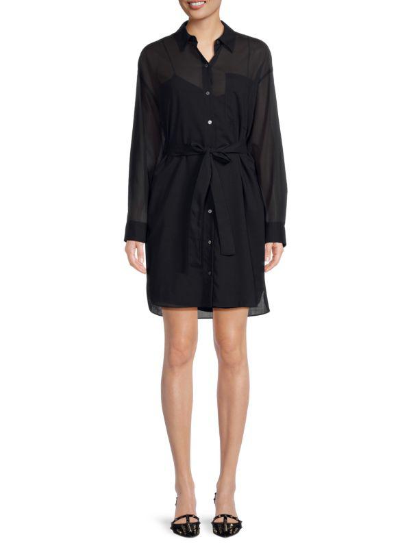 Theory Belted Wool Blend Shirt Dress