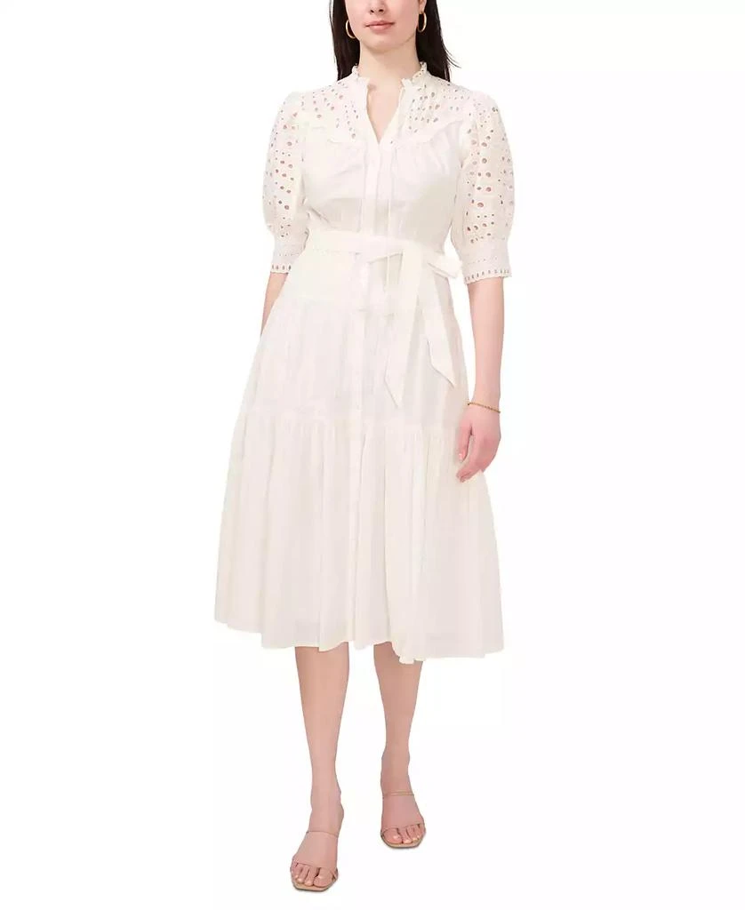green emerald velvet dress Hot Pink Eyelet Shirt Dress | Jodifl main image 1