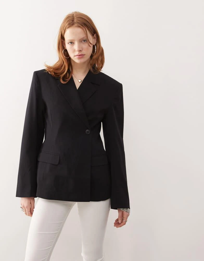 Weekday Weekday Edgar fitted blazer in black 1