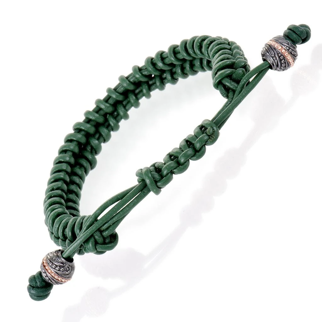 Stephen Webster No Regrets Unisex Green Leather and Gold Tone Silver Bracelet 2
