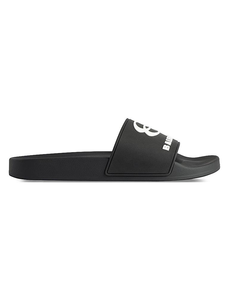 【BALENCIAGA】プールロゴゴムスライド ブラック Balenciaga Black Rubber Pool Logo Mule Slides - Sandals